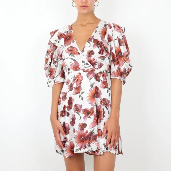 NWT The Kooples Pastel Daisy Floral Satin Dress 2/M - Picture 1 of 9